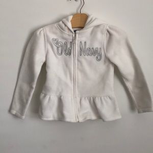 Old Navy White Zip Up Light Fleece Size 4T